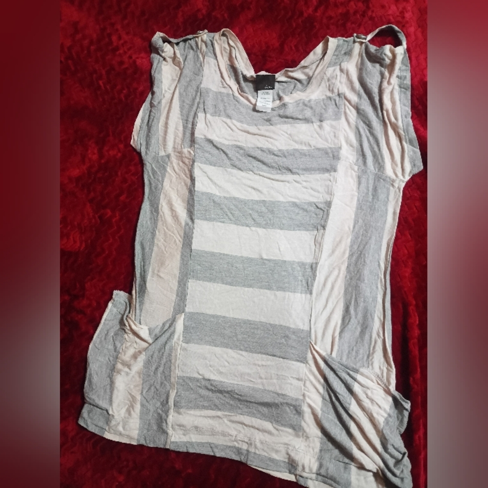 Lush Gray and White Striped Top